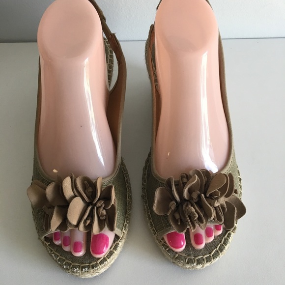 Clarks Green Leather Slingback Wedge Heels Size 8M - Picture 4 of 7